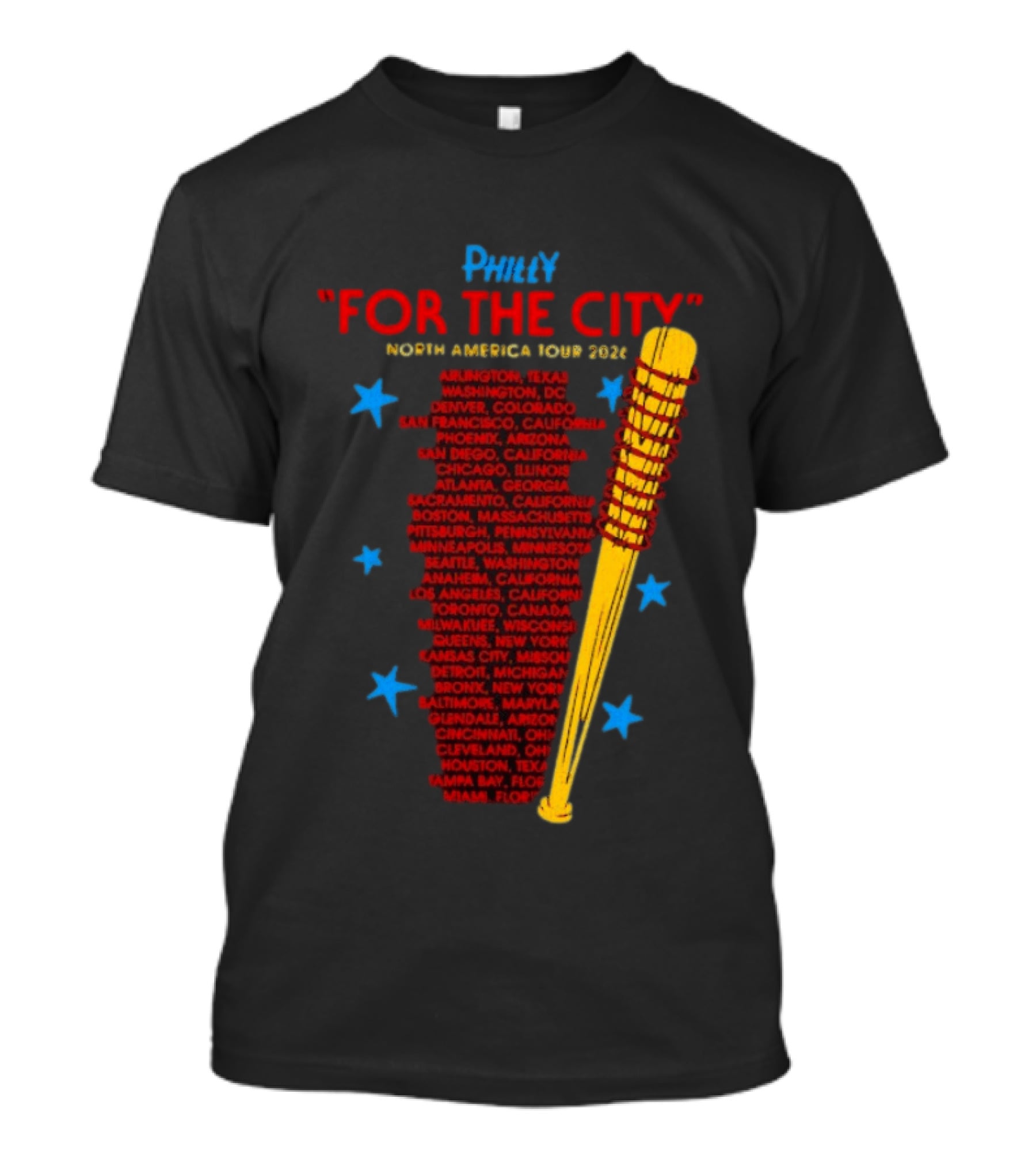 Philly For The City North America Tour 2026 Baseball Bat And Stars T-Shirt