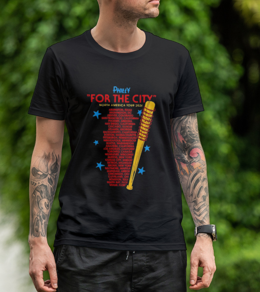 Philly For The City North America Tour 2026 Baseball Bat And Stars T-Shirt