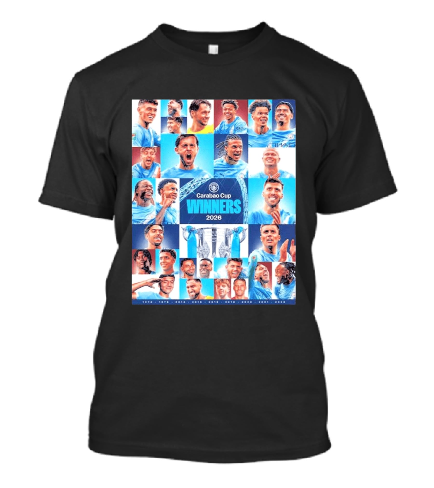 Manchester City 2026 Carabao Cup Winners Members Photo Collage T-Shirt