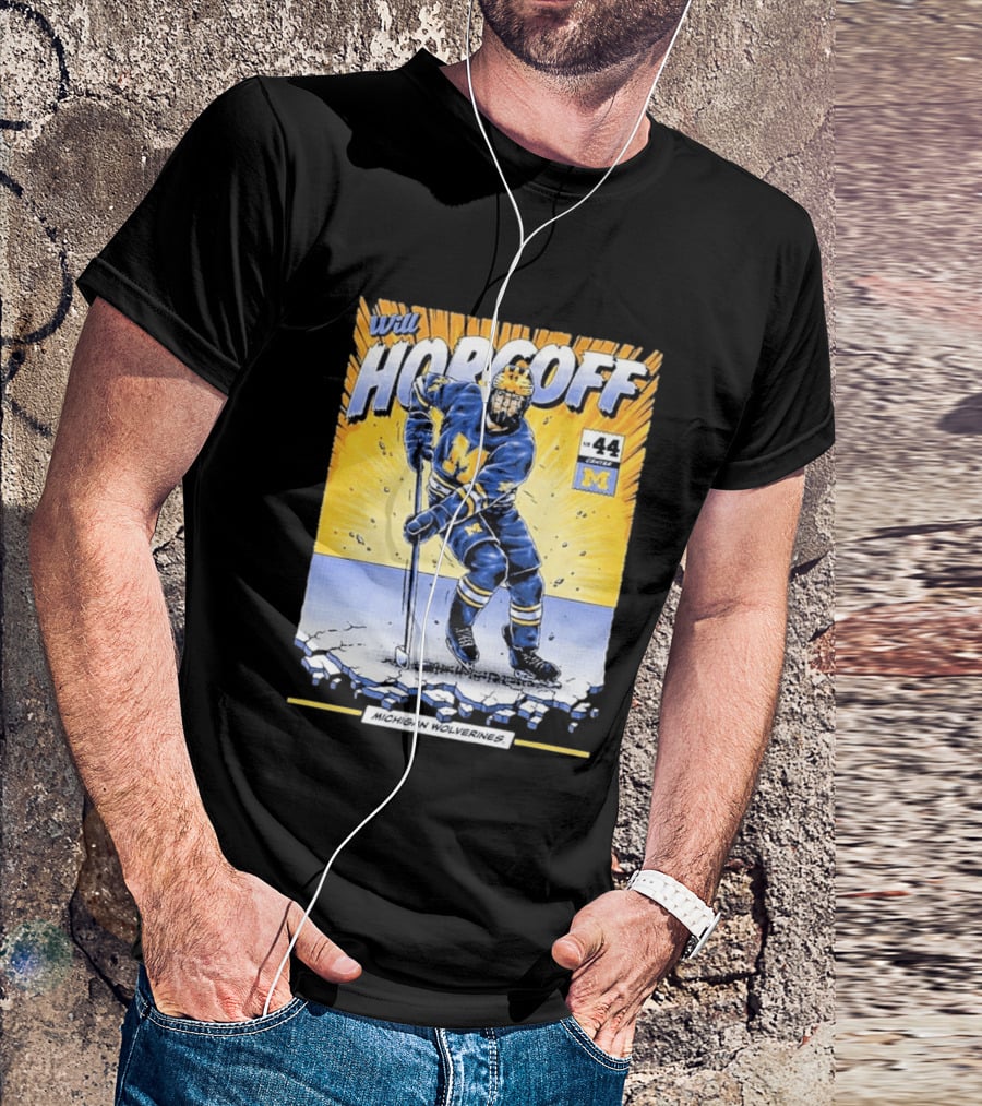 Michigan Wolverines Will Horcoff 44 Center Hockey Comic T-Shirt