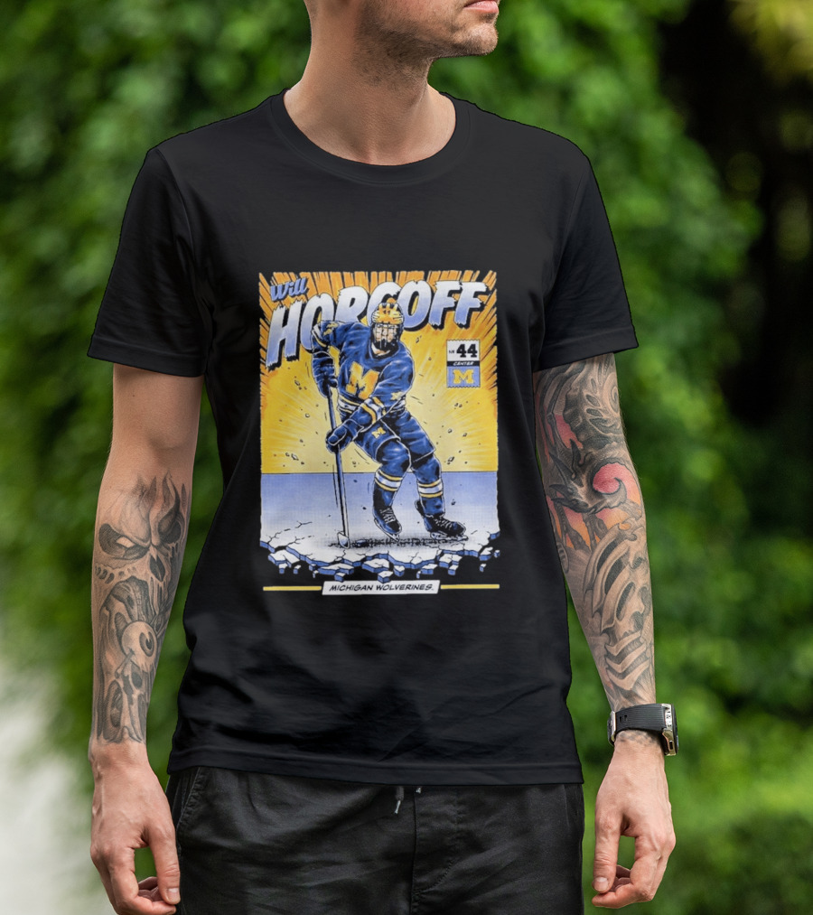 Michigan Wolverines Will Horcoff 44 Center Hockey Comic T-Shirt