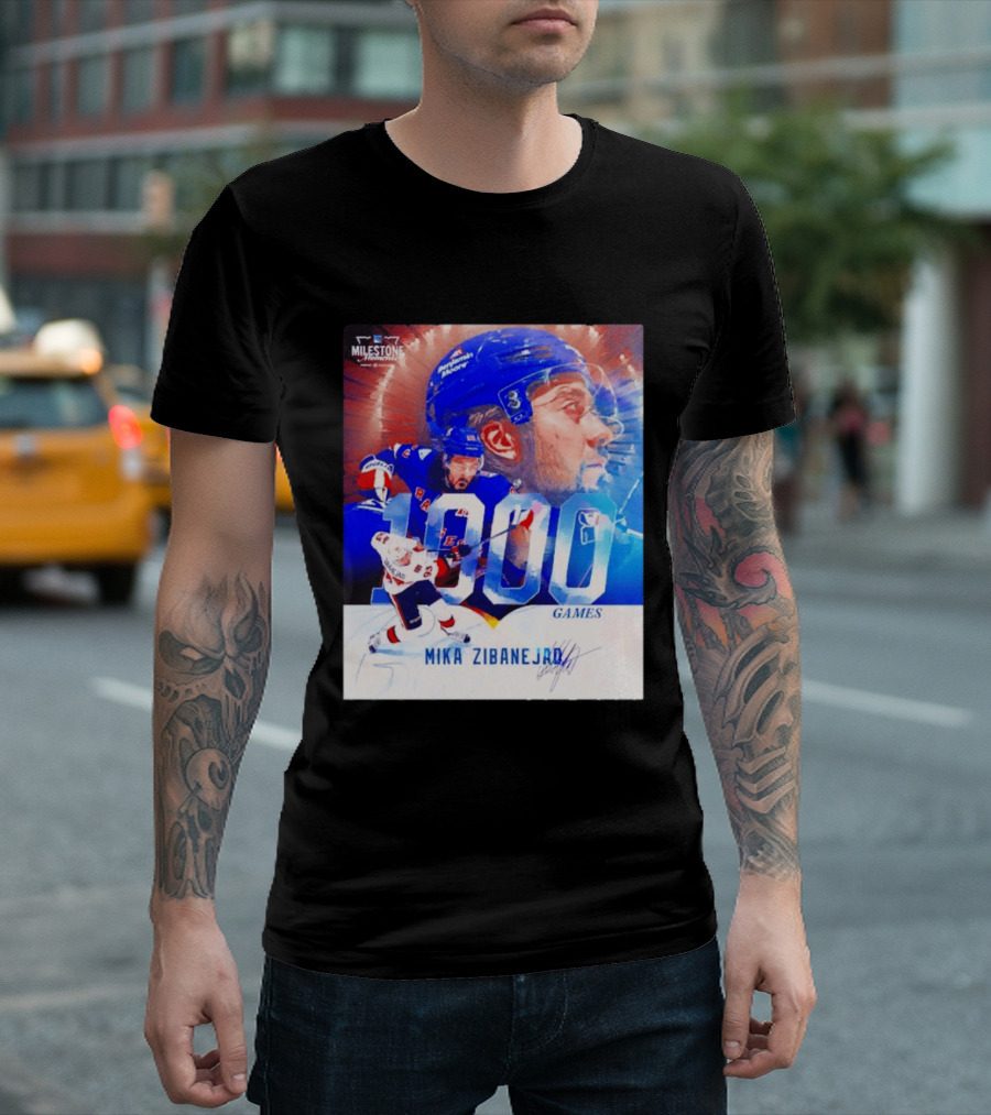 Mika Zibanejad New York Rangers 1000 Games Milestone NHL Career Celebration T-Shirt