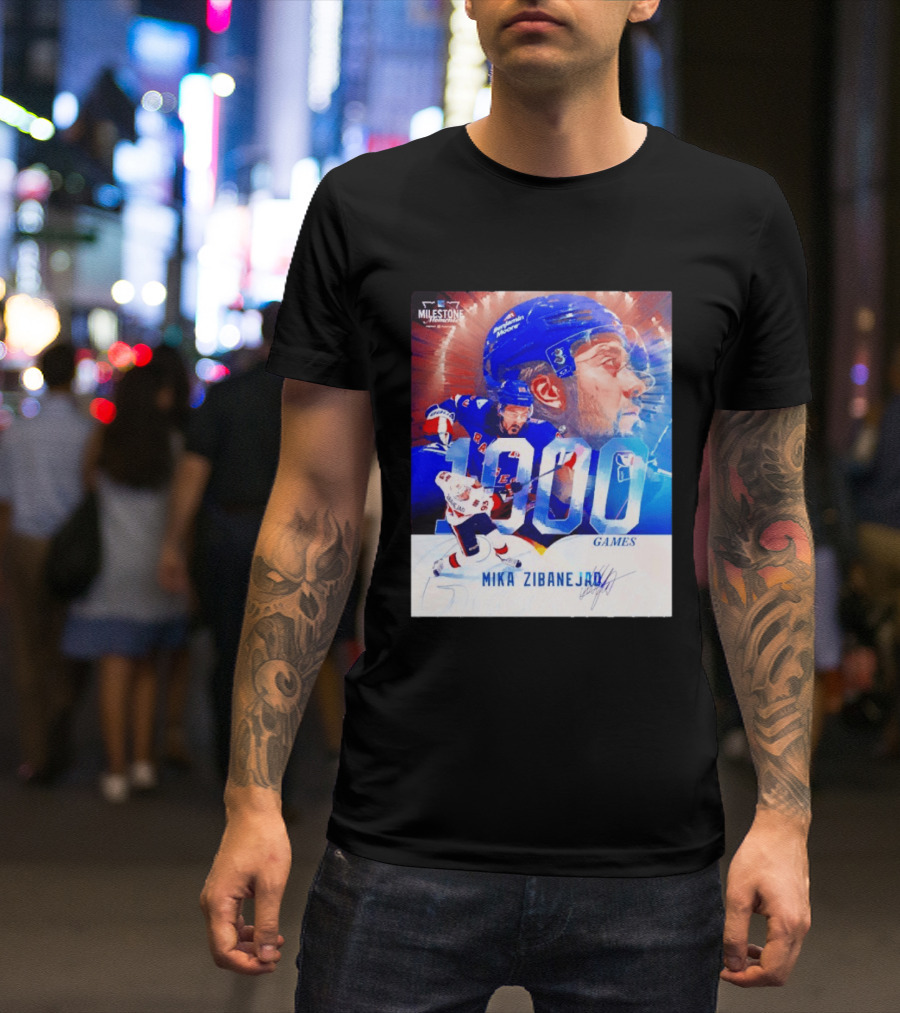 Mika Zibanejad New York Rangers 1000 Games Milestone NHL Career Celebration T-Shirt