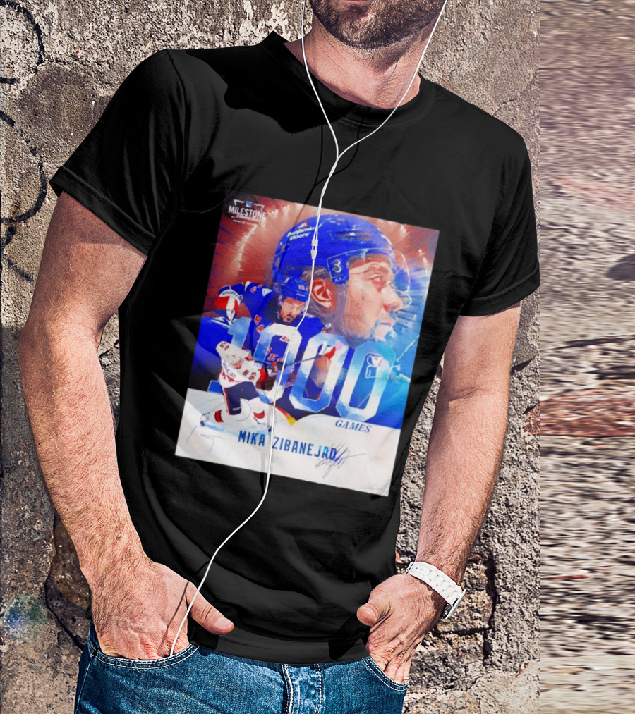 Mika Zibanejad New York Rangers 1000 Games Milestone NHL Career Celebration T-Shirt