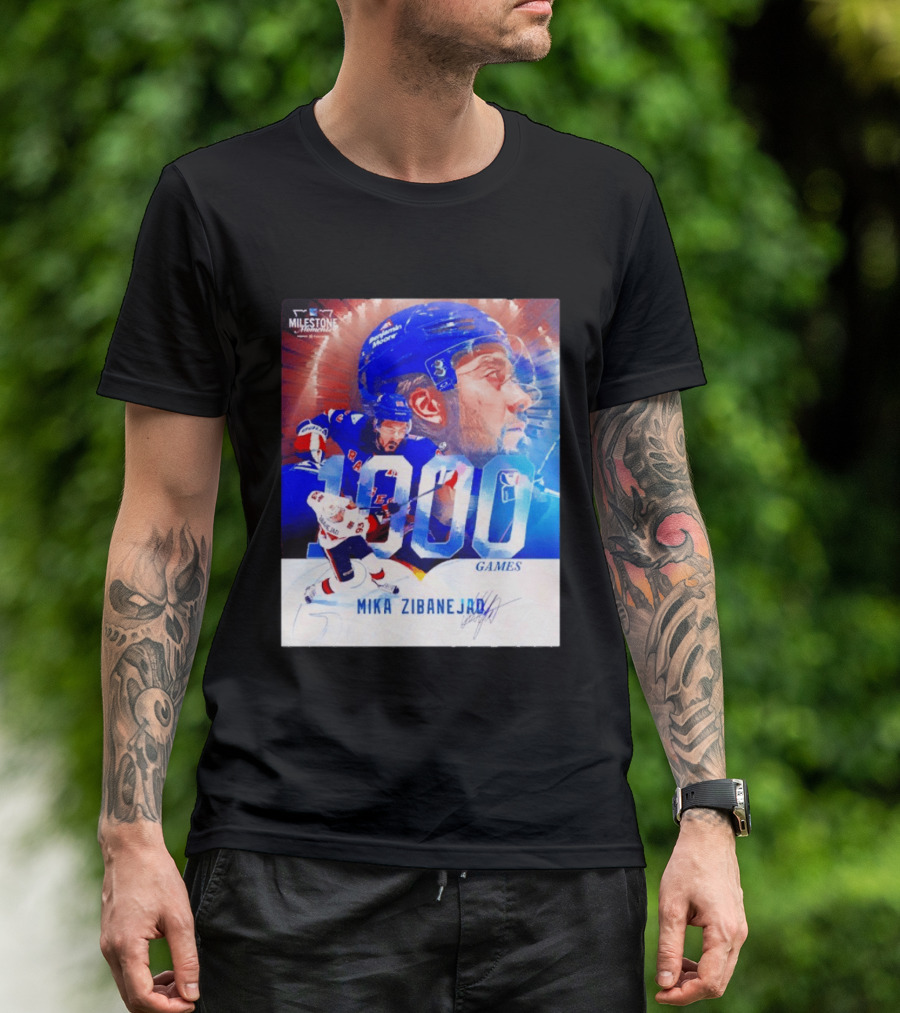Mika Zibanejad New York Rangers 1000 Games Milestone NHL Career Celebration T-Shirt