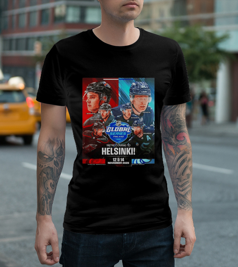 NHL Global Series Finland 2026 Helsinki Carolina Hurricanes Vs Seattle Kraken November 12 14 T-Shirt