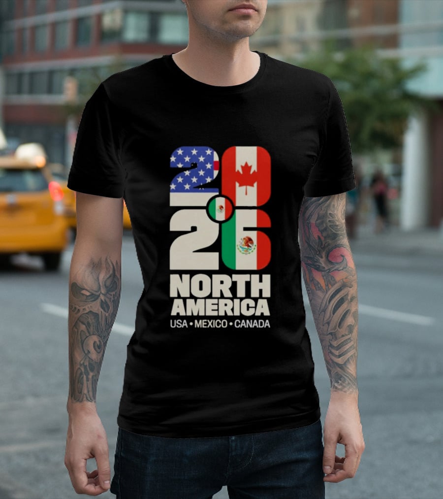 FIFA World Cup 2026 North America USA Mexico Canada Flags T-Shirt