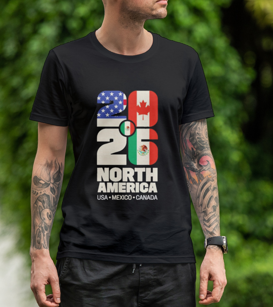 FIFA World Cup 2026 North America USA Mexico Canada Flags T-Shirt