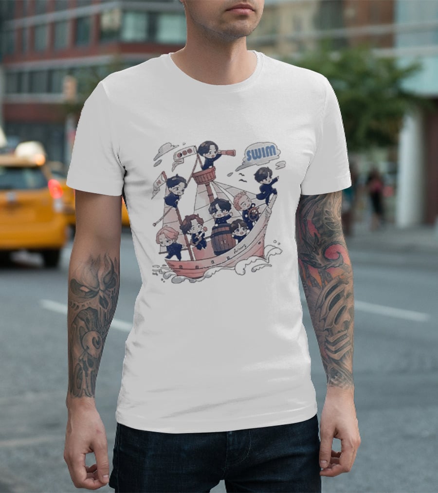 Bangtan Arirang Swim Boat Characters Adventure T-Shirt
