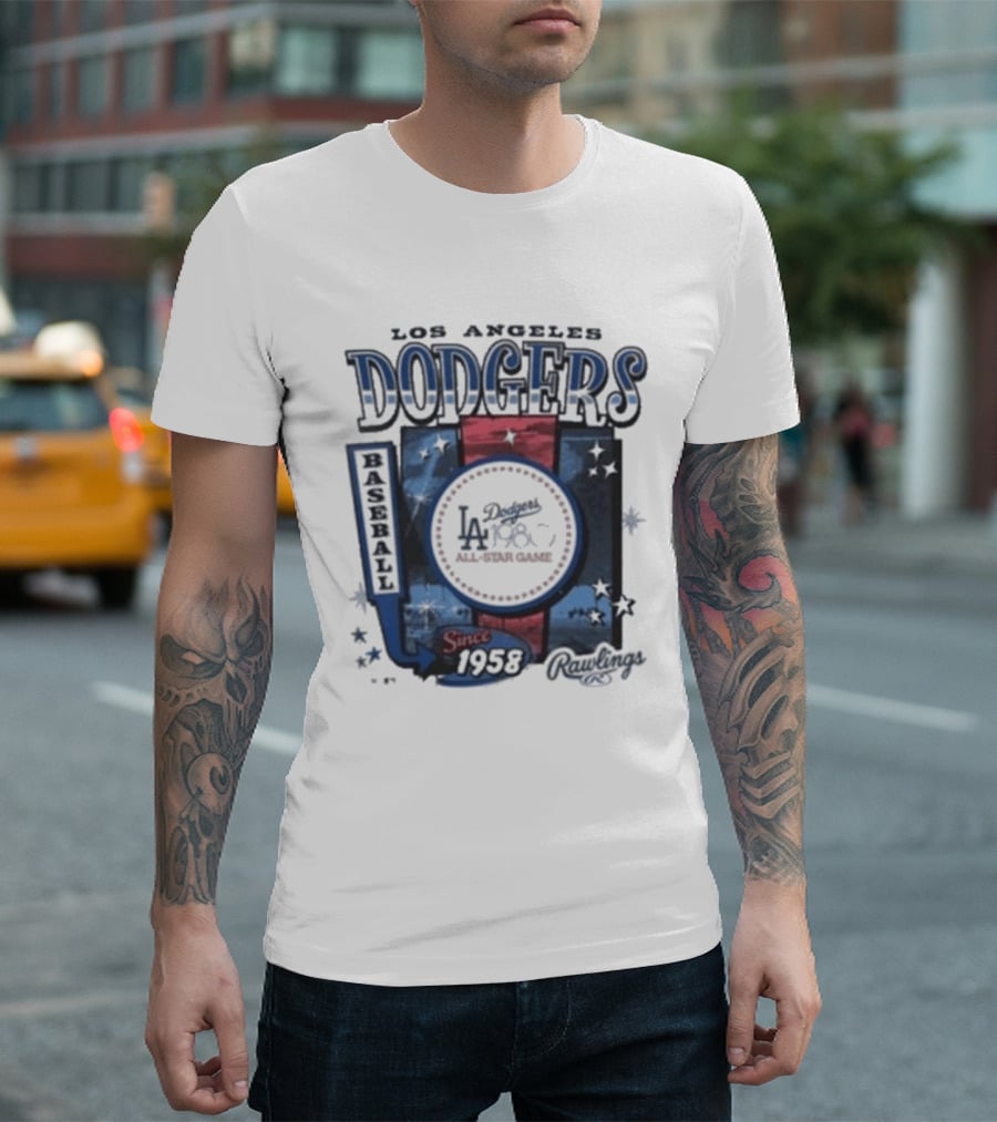 Los Angeles Dodgers Baseball Since 1958 Cooperstown Rawlings 47 T-Shirt