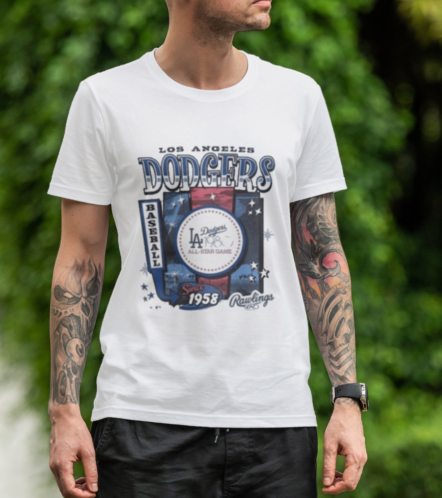Los Angeles Dodgers Baseball Since 1958 Cooperstown Rawlings 47 T-Shirt