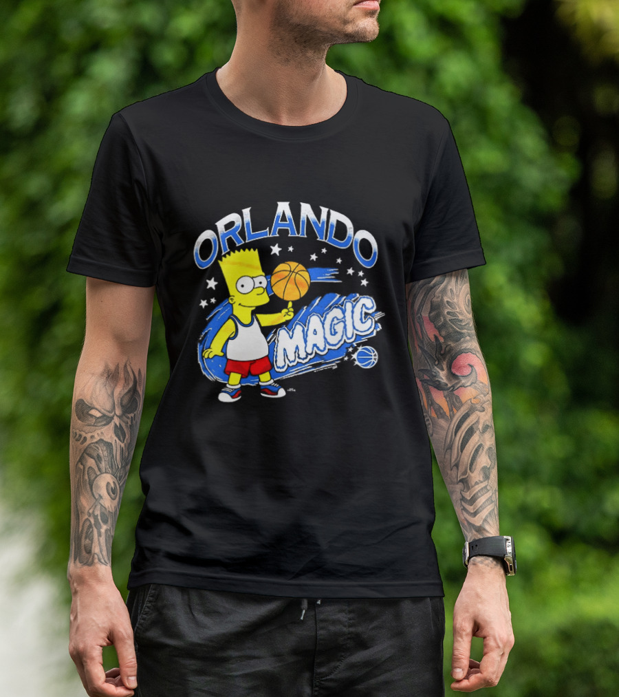 Bart Simpsons Orlando Magic NBA Basketball Cartoon T-Shirt