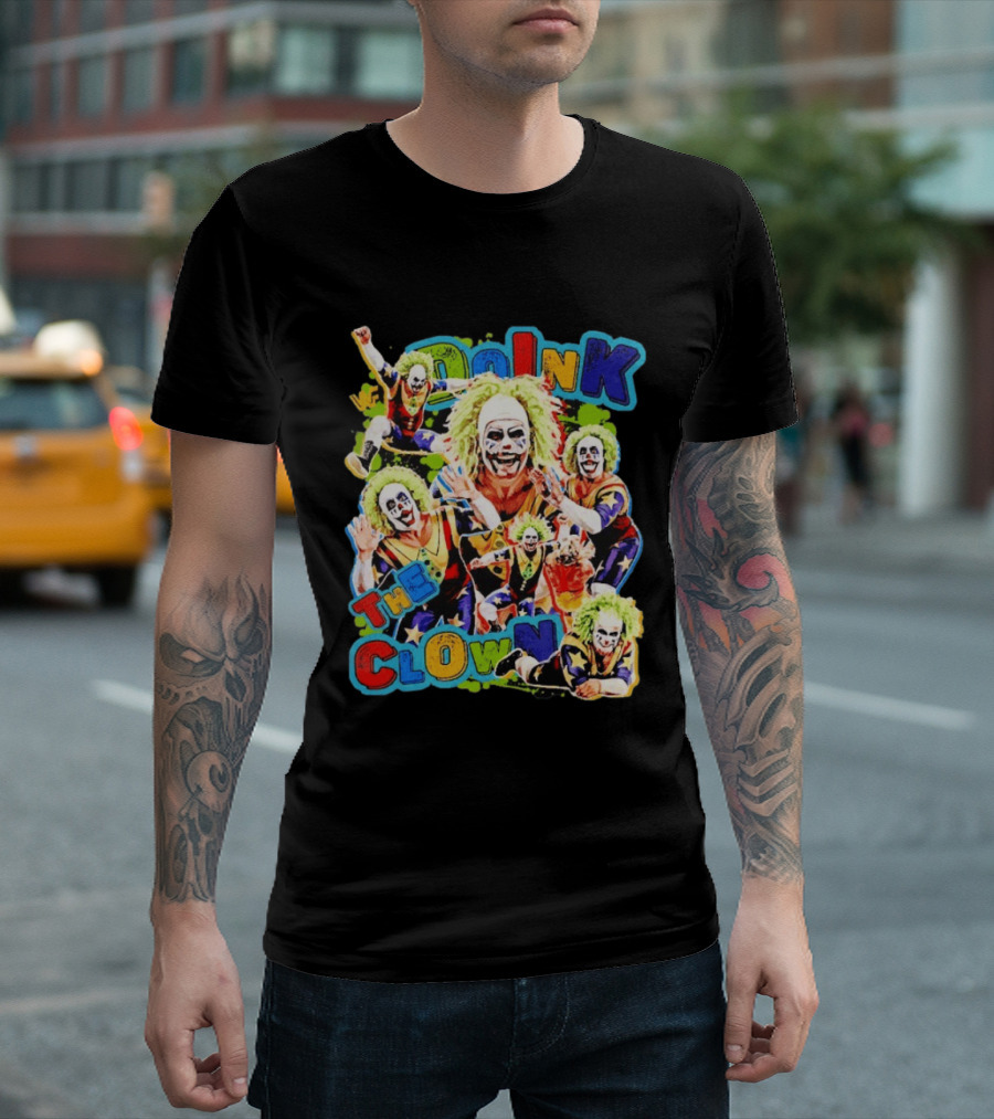 Doink The Clown WWE Wrestler Colorful Collage T-Shirt