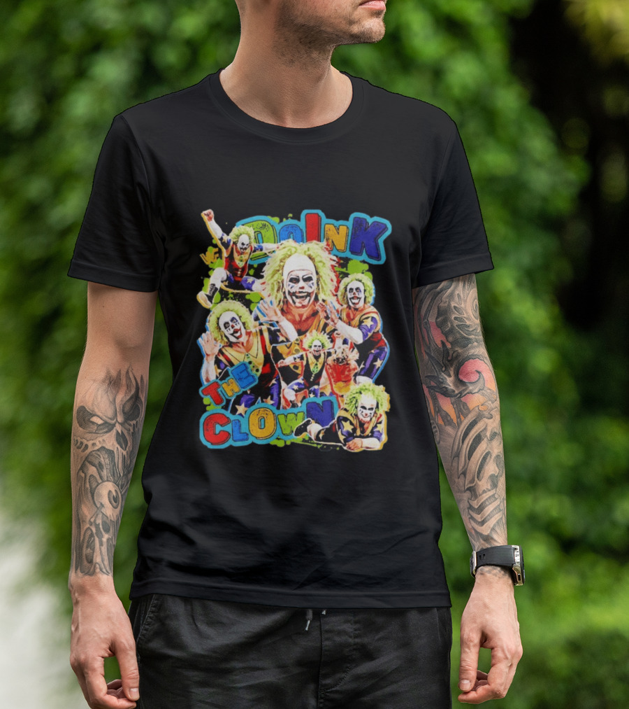 Doink The Clown WWE Wrestler Colorful Collage T-Shirt