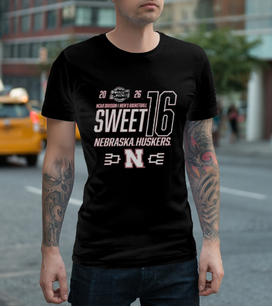 Nebraska Cornhuskers 2026 NCAA Division I Men's Basketball Sweet 16 Tournament Bracket T-Shirt