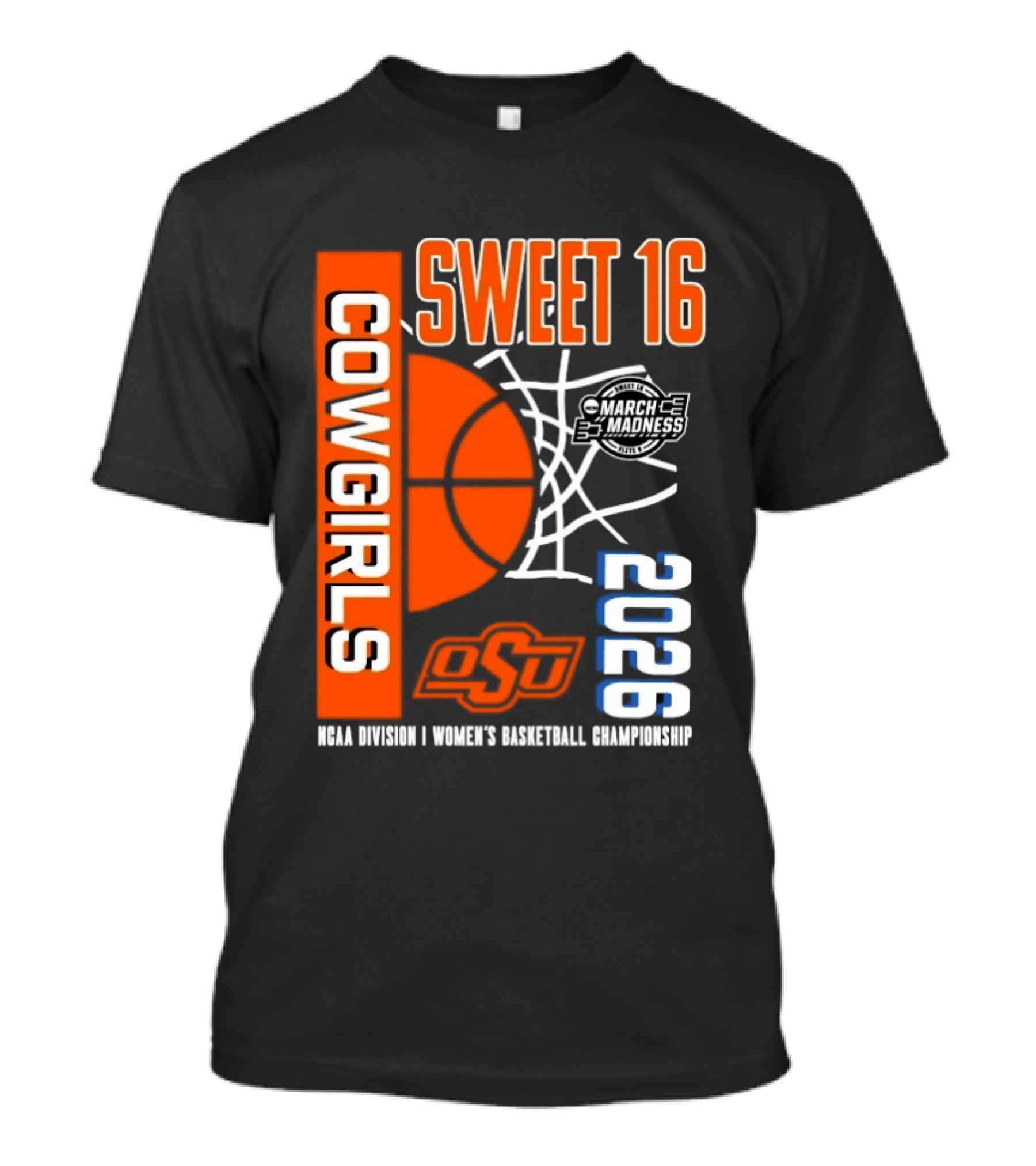 Oklahoma State Cowgirls Sweet 16 2026 NCAA Division I Women's Basketball March Madness Championship T-Shirt
