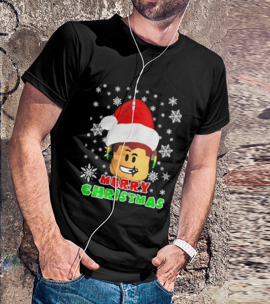 Roblox Merry Christmas Santa Hat Holiday Snowflakes T-Shirt