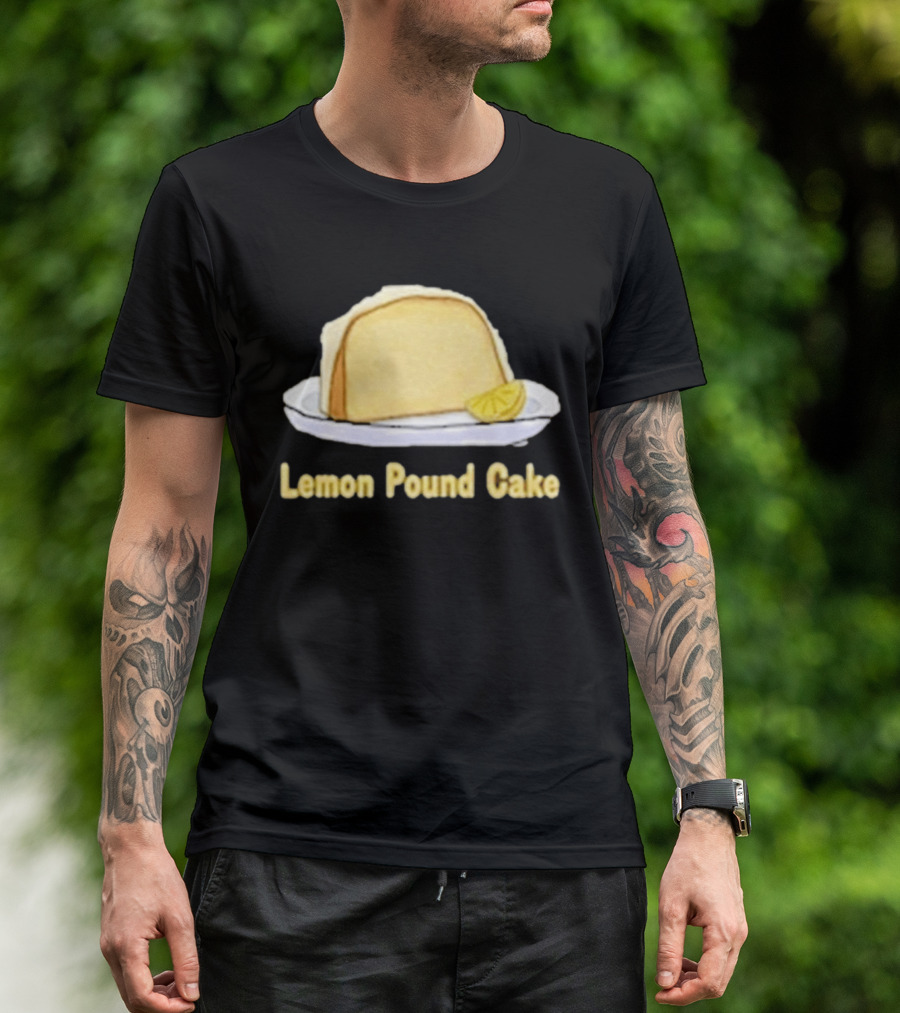 Lemon Pound Cake Slice On Plate With Lemon Wedge T-Shirt