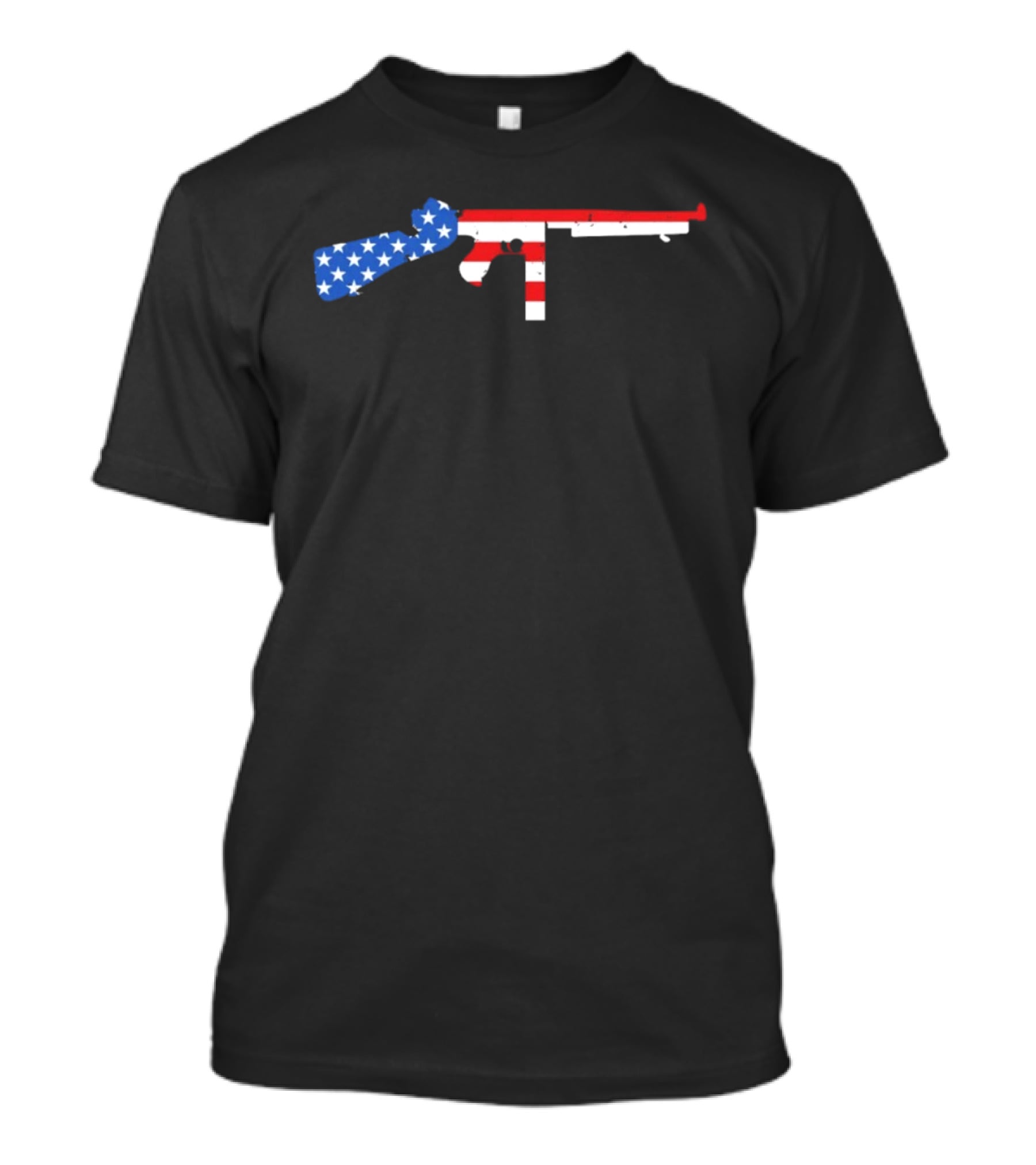 Thompson Gun American Flag Stars And Stripes T-Shirt