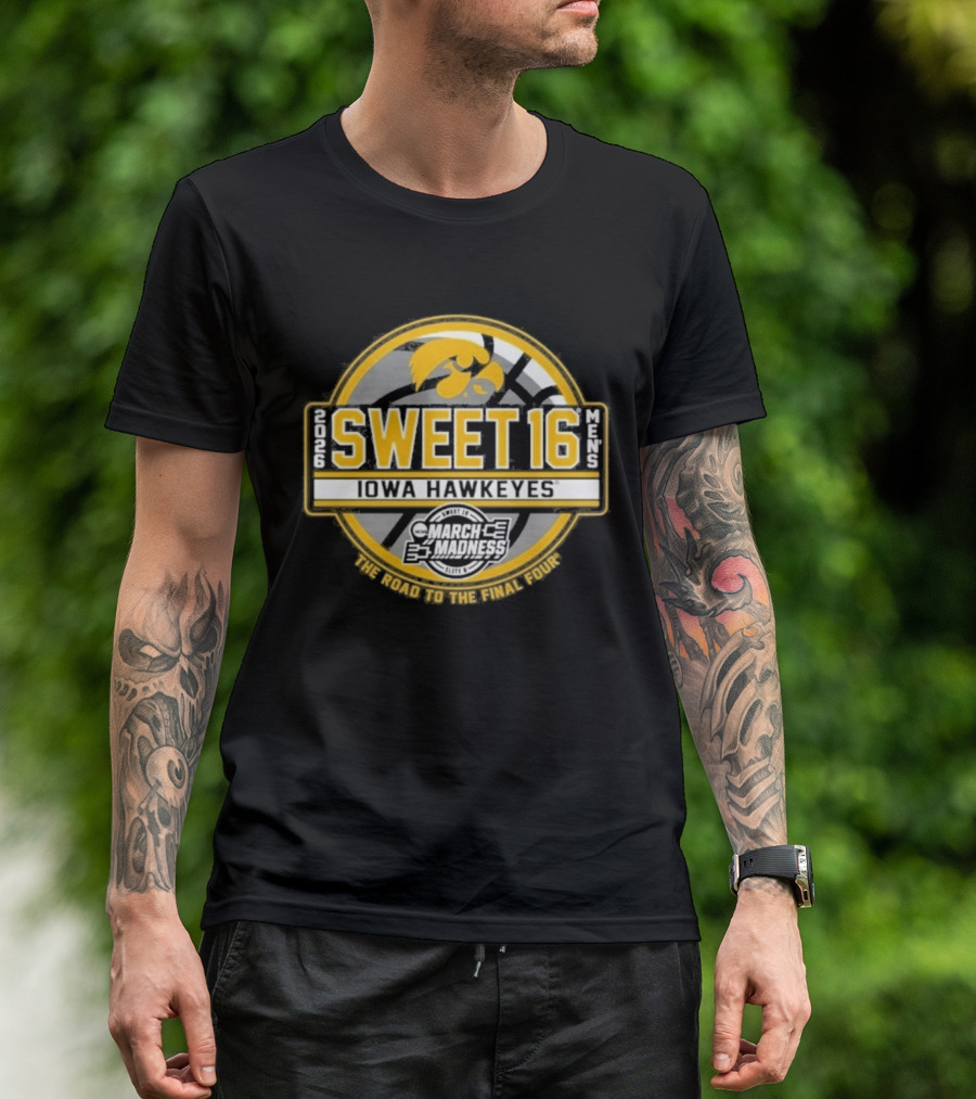Iowa Hawkeyes 2026 Sweet 16 Road To The Final Four T-Shirt