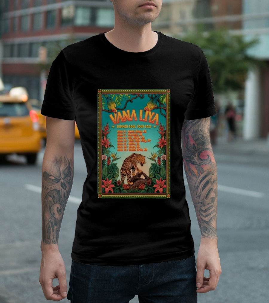 Vana Liya Summer Soul Tour 2026 Costa Mesa Phoenix San Diego Salt Lake City Boise Reno Santa Cruz T-Shirt