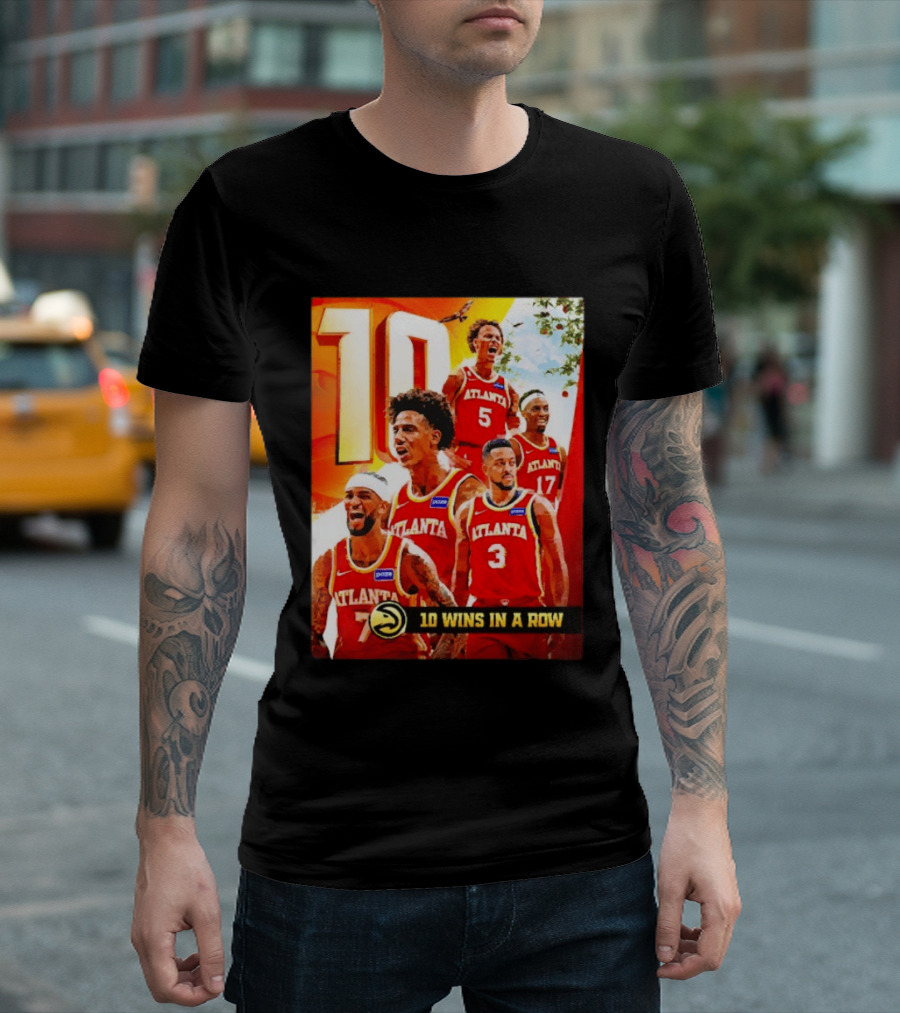 Atlanta Hawks NBA 10 Wins In A Row Players Celebration T-Shirt