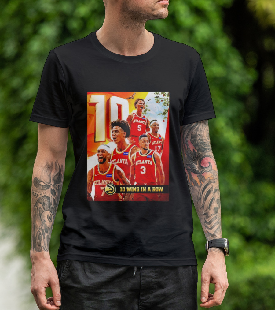 Atlanta Hawks NBA 10 Wins In A Row Players Celebration T-Shirt