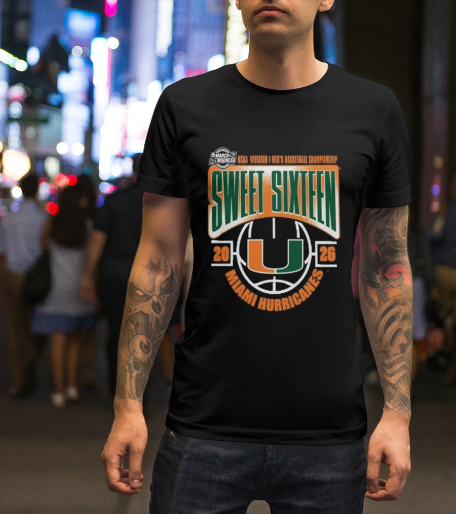 NCAA Division I Men's Basketball March Madness 2026 Sweet Sixteen Miami Hurricanes T-Shirt