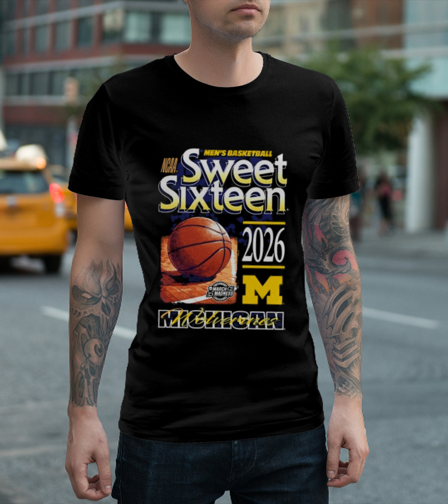 Michigan Wolverines Sweet Sixteen 2026 Basketball NCAA Bound T-Shirt
