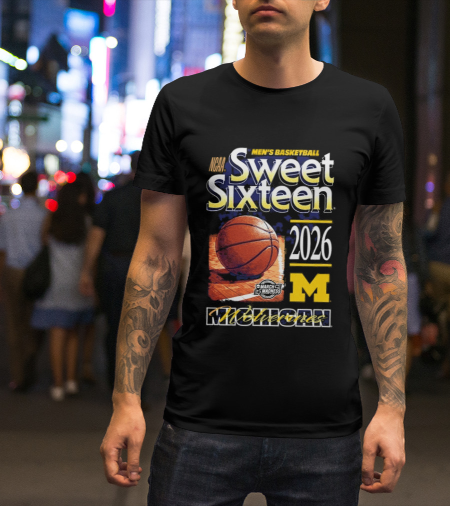 Michigan Wolverines Sweet Sixteen 2026 Basketball NCAA Bound T-Shirt