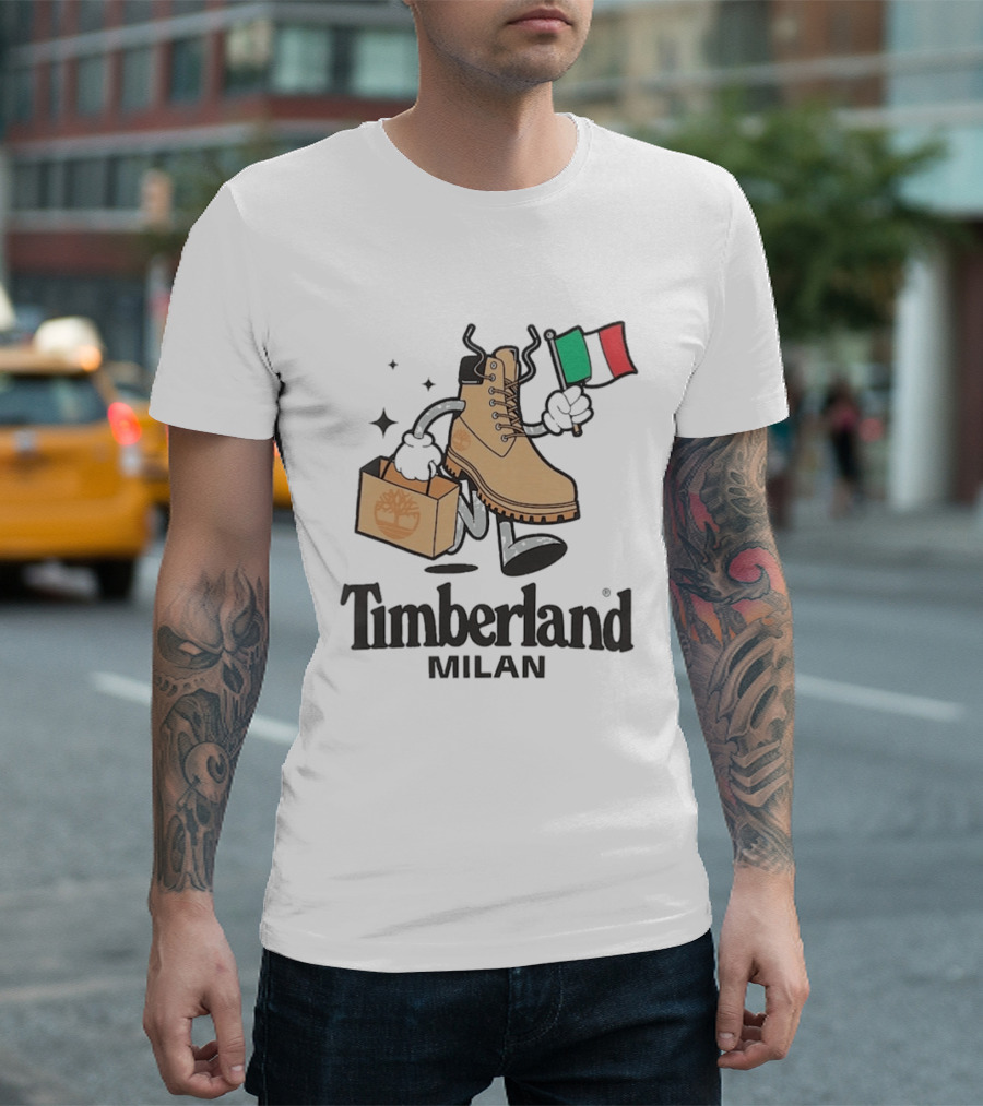 All Gender Timberland Boot Shopping With Italian Flag In Milan T-Shirt