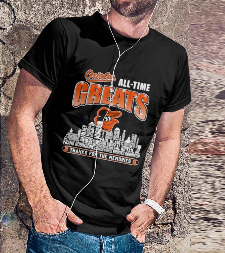 Orioles All Time Greats Thank You For The Memories City Skyline T-Shirt