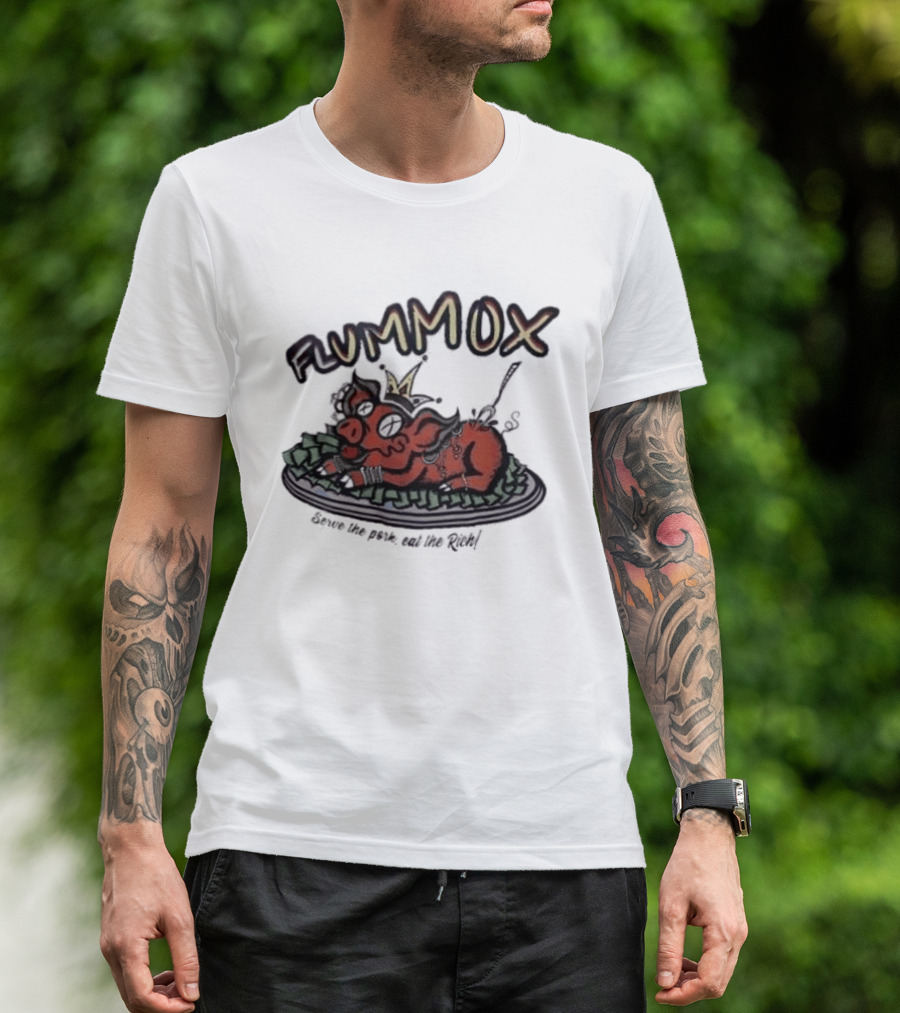Flummox Serve The Pork Eat The Rich Pig With Money And Crown T-Shirt