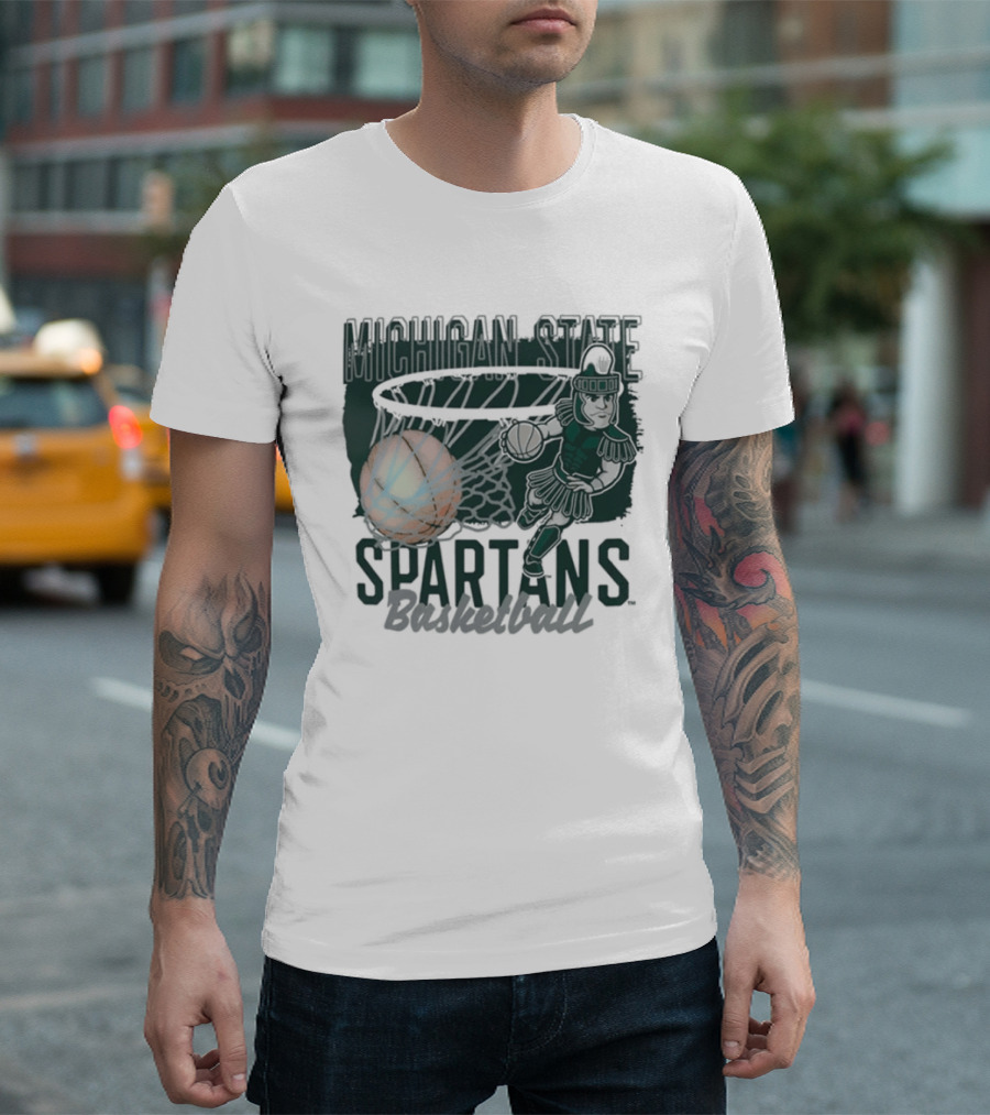 Michigan State Spartans Basketball Swoosh Net T-Shirt