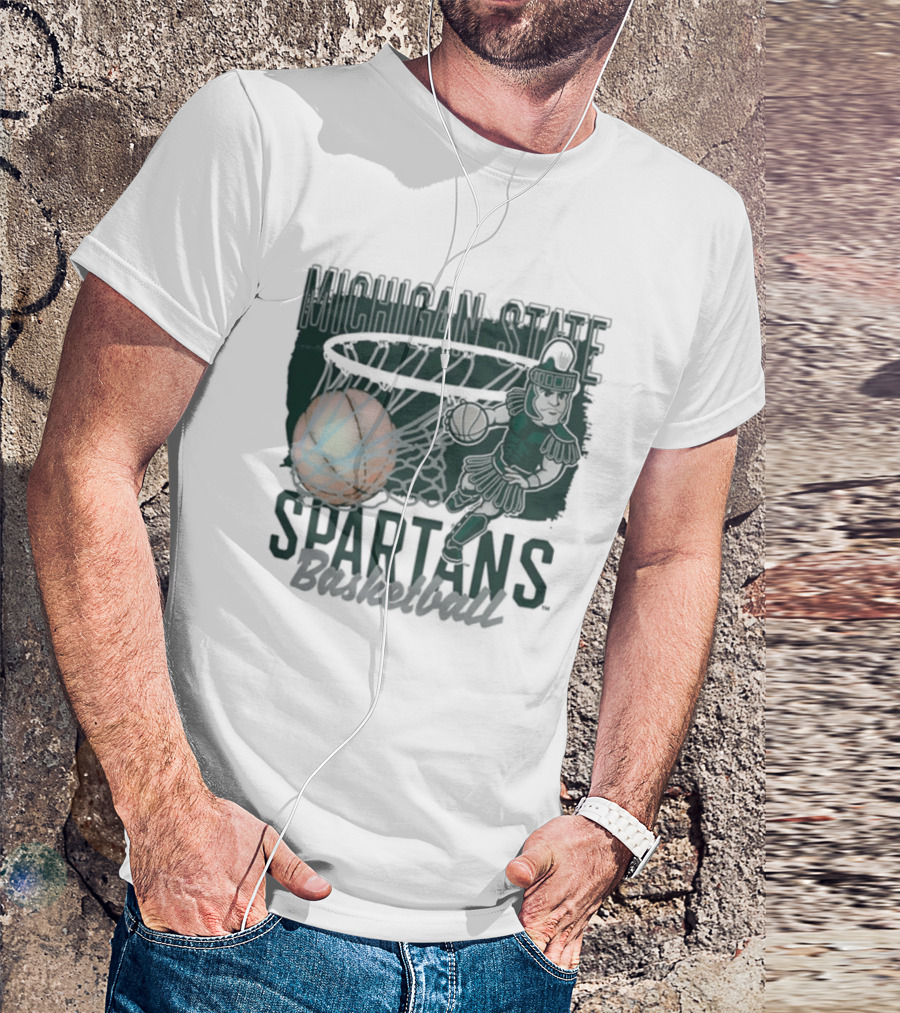 Michigan State Spartans Basketball Swoosh Net T-Shirt