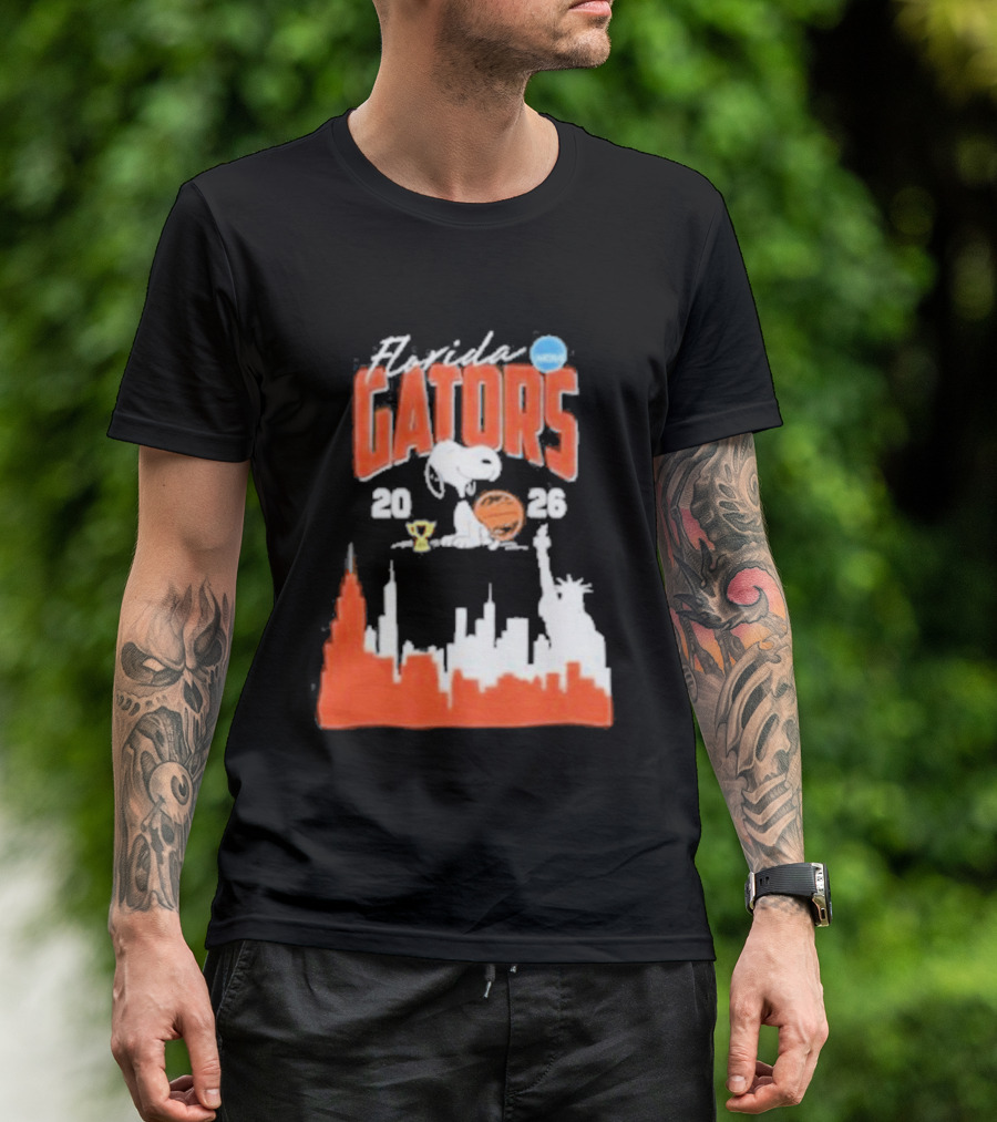 Florida Gators Snoopy Basketball 2026 NYC Skyline T-Shirt