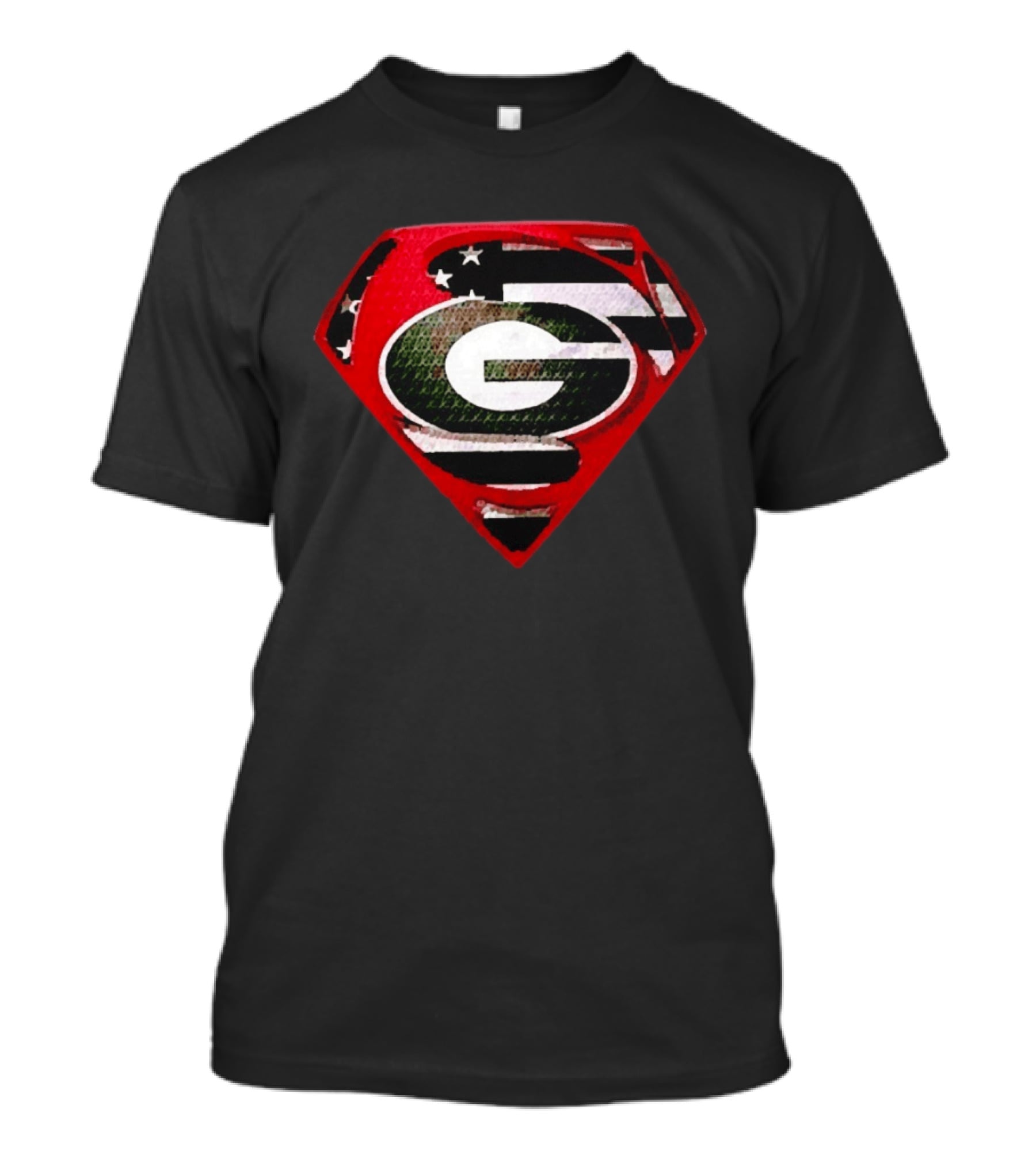 Georgia Bulldogs Superman Logo Red American Flag Bulldog Nation T-Shirt