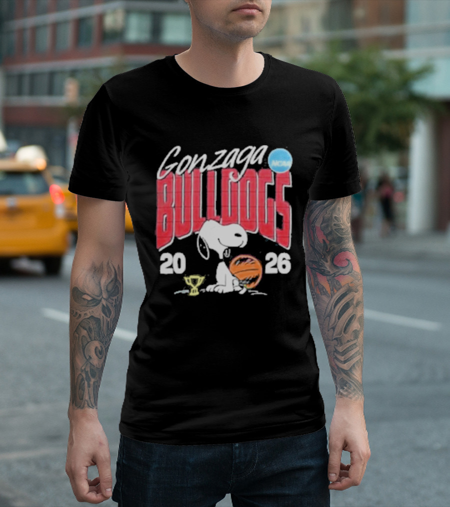 Gonzaga Bulldogs Snoopy NCAA Tournament 2026 Basketball Trophy T-Shirt