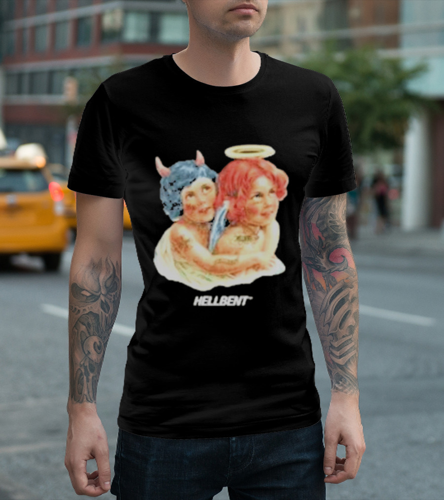 Hellbentrecs Saints Sinners Cherubs With Halo And Horns T-Shirt