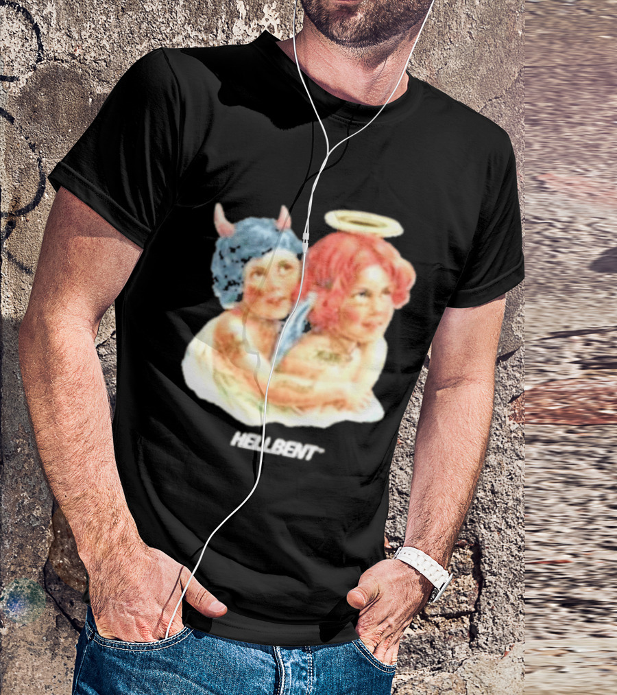 Hellbentrecs Saints Sinners Cherubs With Halo And Horns T-Shirt