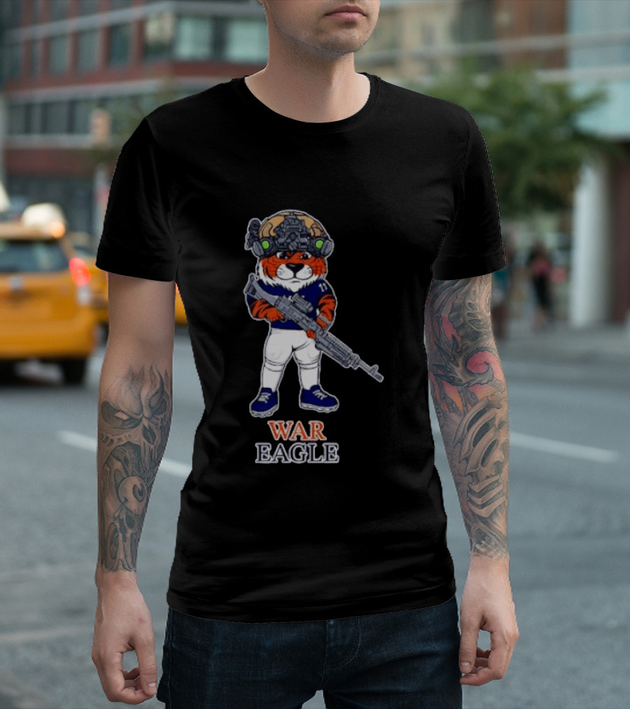 Auburn Tigers Aubie War Eagle Military Helmet Night Vision T-Shirt