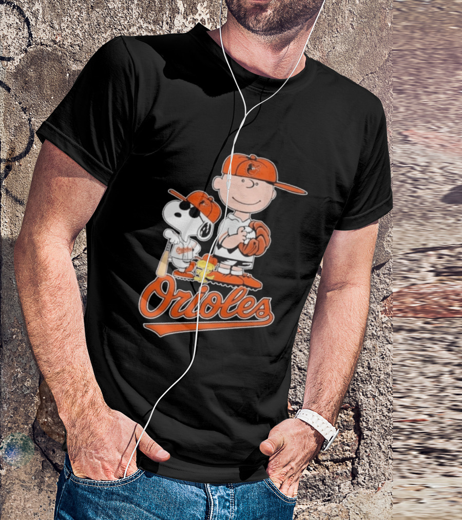 2026 Snoopy Charlie Brown Peanuts Baseball Orioles T-Shirt
