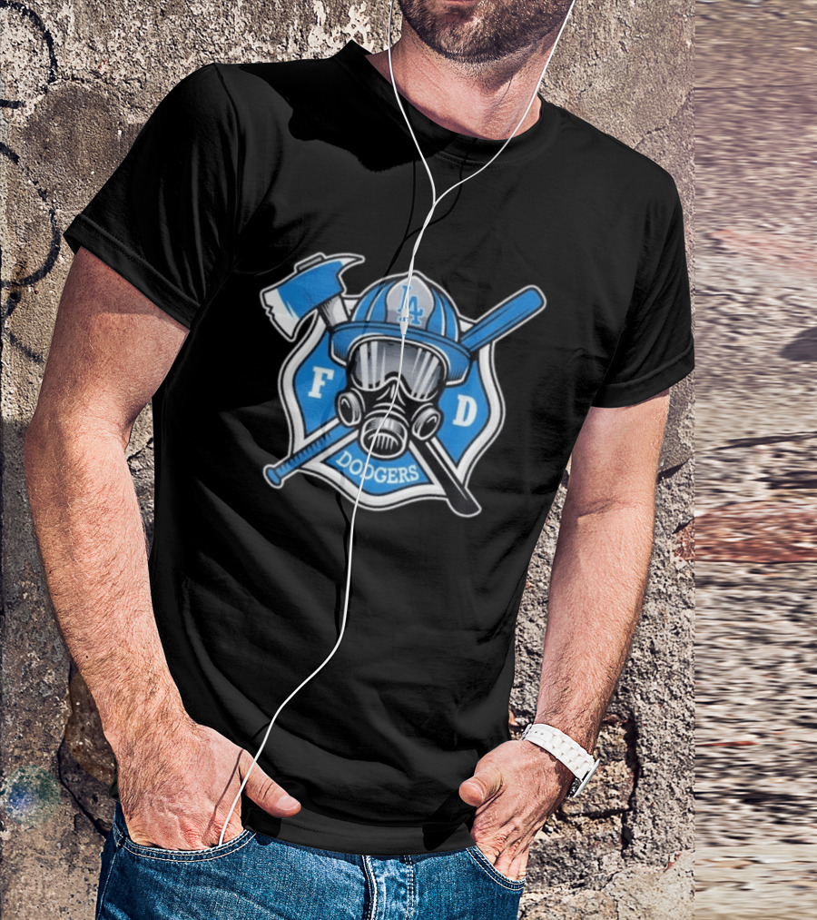 LA Dodgers Firefighter Tribute Axe And Mask T-Shirt