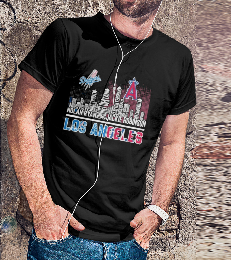 Los Angeles Dodgers Angels Skyline Typography City Baseball Fans T-Shirt