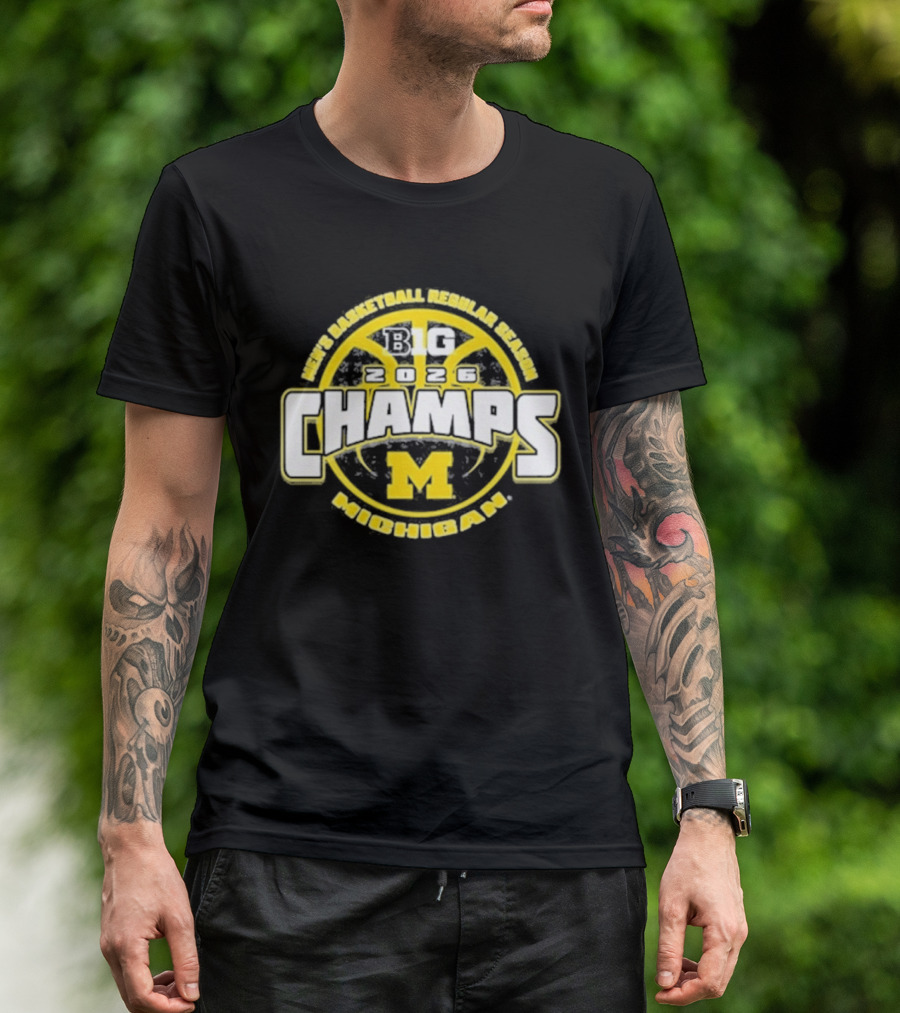 Men's Basketball Regular Season Big 2026 Champs Michigan M T-Shirt