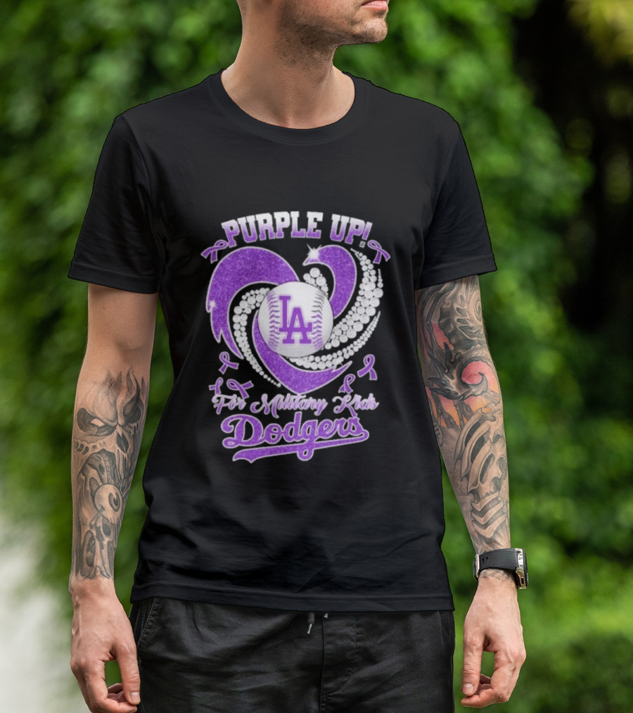 Purple Up Heart LA For Military Kids Dodgers T-Shirt