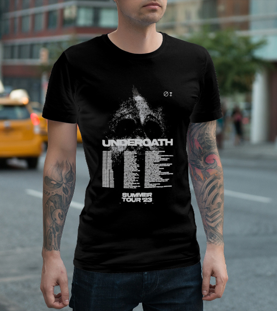 Underoath Summer Tour 2023 Skull With Flame And Spine T-Shirt