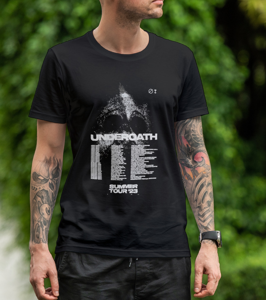 Underoath Summer Tour 2023 Skull With Flame And Spine T-Shirt