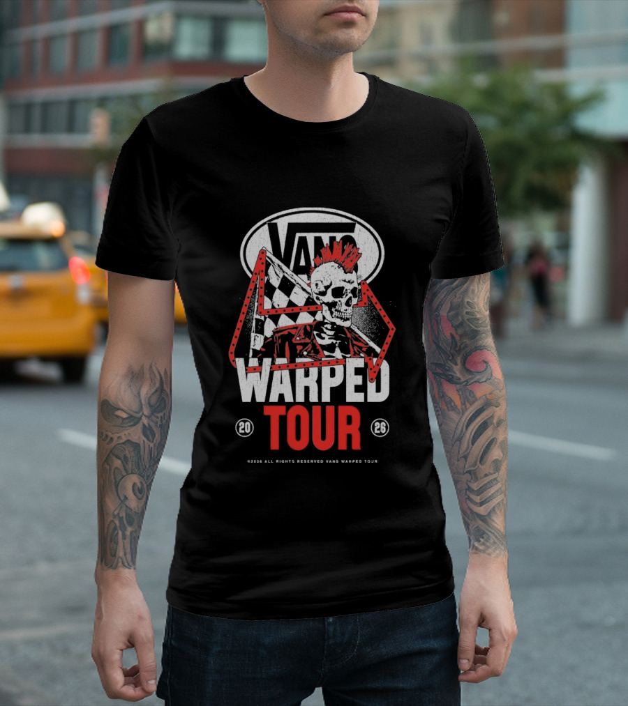 Vans Warped Tour Outlaw Checkered Skull Punk 2023 T-Shirt
