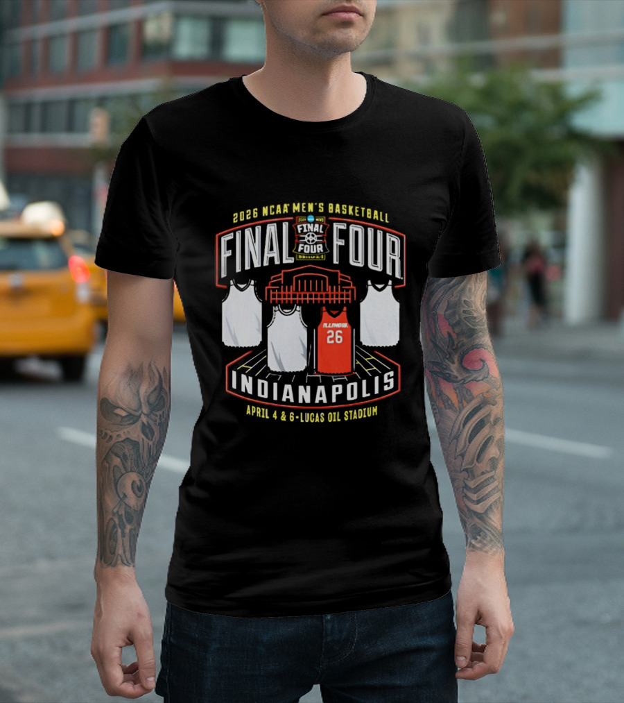 Illinois Fighting Illini NCAA Men's Basketball 2026 Final Four Indianapolis April 4 And 6 Lucas Oil Stadium T-Shirt